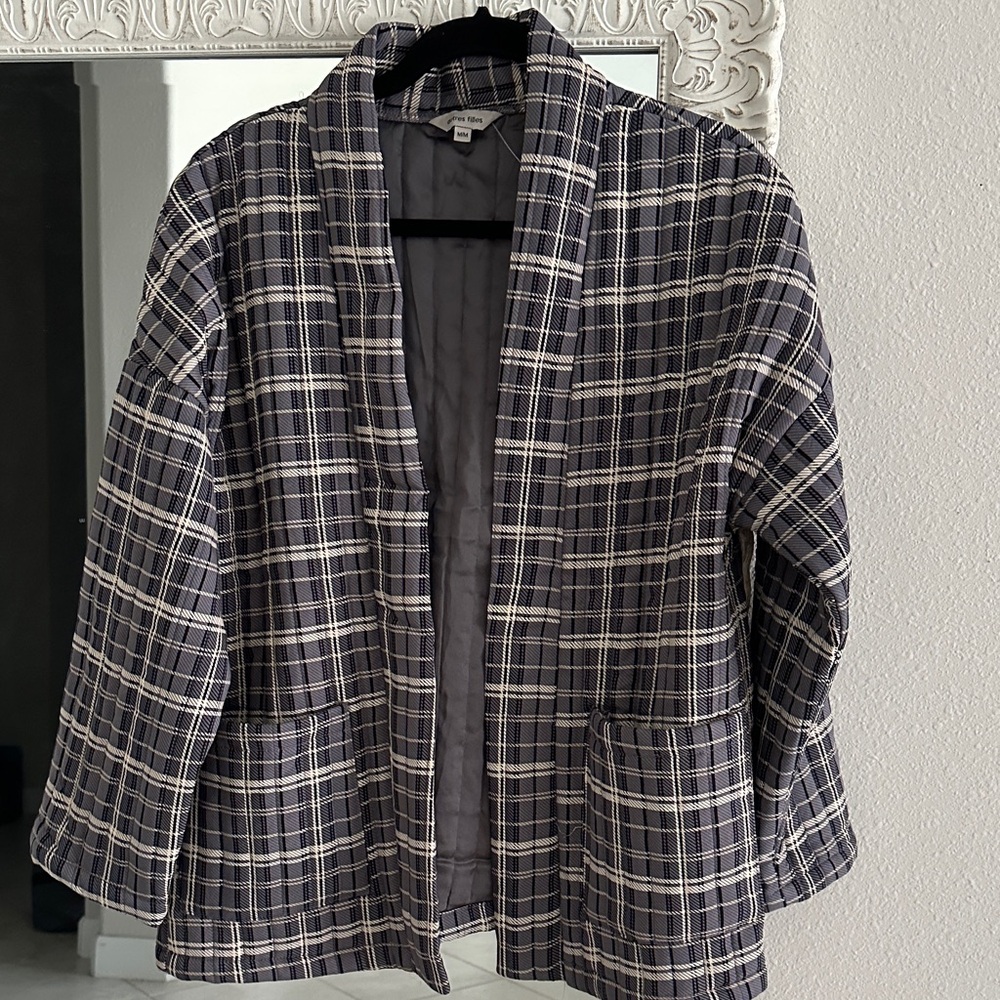 Autres Filles Plaid Open-Front Jacket